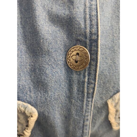 Vintage Bobbie Brooks Denim Chambray Patchwork Top Button Medium - Picture 3 of 5